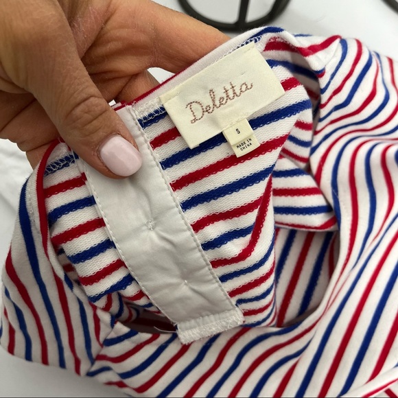 Anthropologie Deletta Striped Fourth of July Long Sleeve Shirt Size Small - Picture 10 of 11